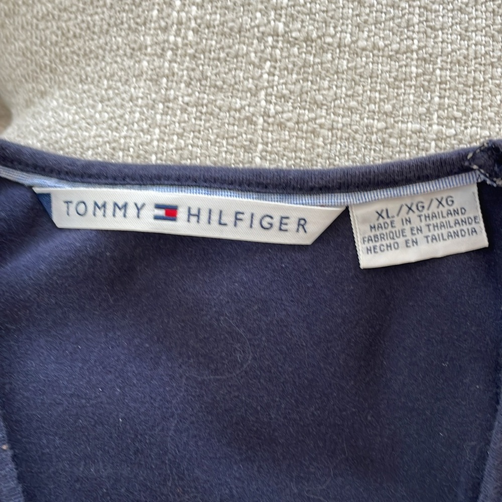 Vintage 1990’s Tommy Hilfiger XL navy, red and white racer back shirt - Picture 2 of 7